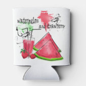 Rafraîchisseur Pour Canette Dessin d'aquarelle de pastèque et fraises (Dos)