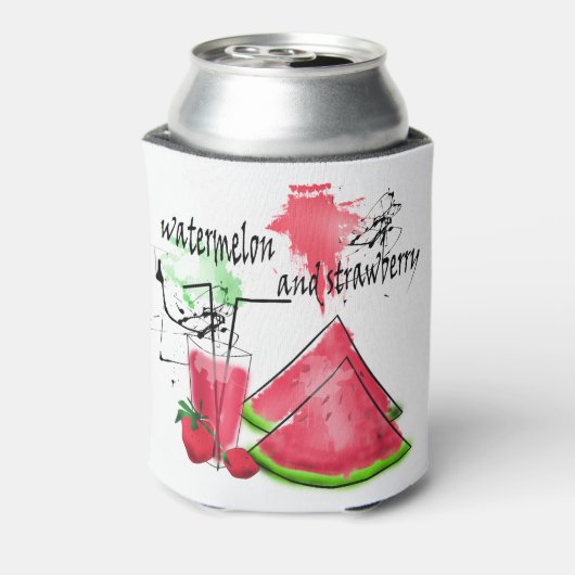 Rafraîchisseur Pour Canette Dessin d'aquarelle de pastèque et fraises (Can Dos)