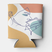 Rafraîchisseur Pour Canette dessin d'art affiche d'une femme buvant du café (Devant)