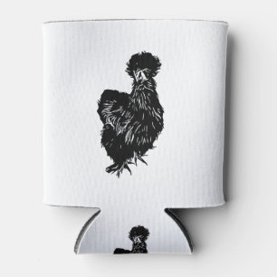 Rafraîchisseur Pour Canette Dessin d'art en ligne de poulet Silkie Bantam