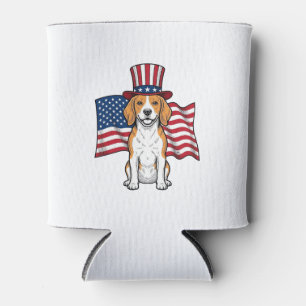 Rafraîchisseur Pour Canette Dessin de gravure vintage de drapeau de chien Beag