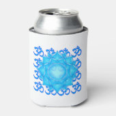 Rafraîchisseur Pour Canette Dessin Fleur Lotus De Verre Bleu Avec Motif Om (Can devant)