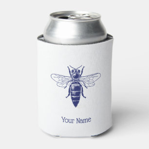 Rafraîchisseur Pour Canette Dessin vintage de reine abeille en bleu