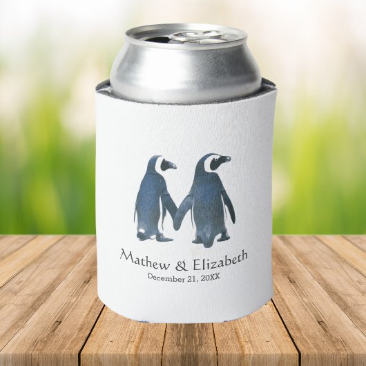Rafraîchisseur Pour Canette Deux mignons pingouins | Mariage romantique
