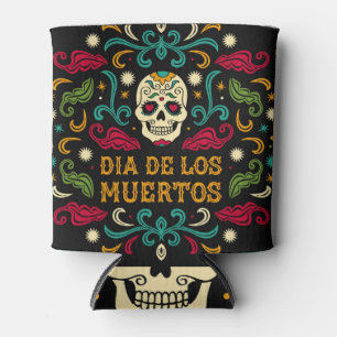 Rafraîchisseur Pour Canette Dia de los Muertos, crâne à sucre.