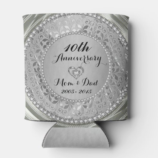 Rafraîchisseur Pour Canette Diamonds et Silver 10th Wedding Anniversary (Dos)