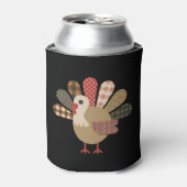 Rafraîchisseur Pour Canette Dinde patchwork automnal brodée de Thanksgiving (Can devant)