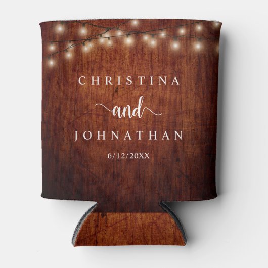 Rafraîchisseur Pour Canette Dîner et fête mariage, Lumières à cordes rustiques (Devant)