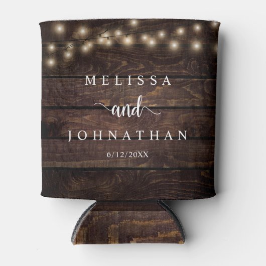 Rafraîchisseur Pour Canette Dîner mariage et fête, Rustic String Lights Can (Devant)