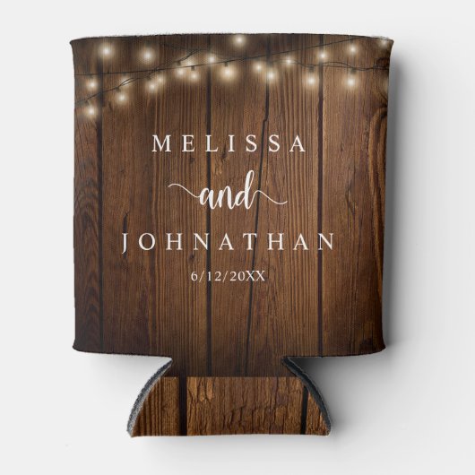 Rafraîchisseur Pour Canette Dîner mariage et fête, Rustic String Lights Can (Devant)