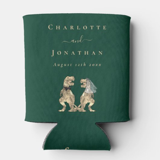 Rafraîchisseur Pour Canette Dinosaur Thème Mariage Vert foncé (Dos)