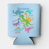 Rafraîchisseur Pour Canette Dinosaure Pour Enfants Et Noms Bleu (Devant)