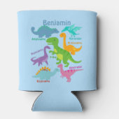 Rafraîchisseur Pour Canette Dinosaure Pour Enfants Et Noms Bleu (Dos)