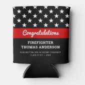 Rafraîchisseur Pour Canette Diplôme de pompier Mince Red Line Party (Devant)