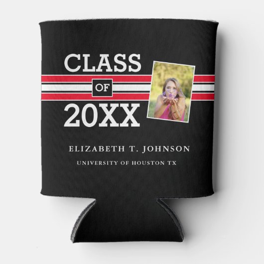 Rafraîchisseur Pour Canette Diplôme moderne de photo rouge et noir (Devant)