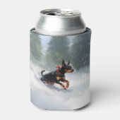 Rafraîchisseur Pour Canette Doberman Pinscher neige de Noël hiver (Can devant)