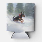 Rafraîchisseur Pour Canette Doberman Pinscher neige de Noël hiver (Devant)