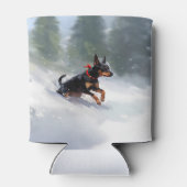 Rafraîchisseur Pour Canette Doberman Pinscher neige de Noël hiver (Dos)