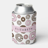 Rafraîchisseur Pour Canette Donuts Roses, Donuts Brown, Sprinkings, Votre Nom (Can devant)