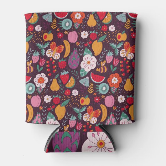 Rafraîchisseur Pour Canette Doodles de fruits, décoration d'été dessinée à la  (Devant)