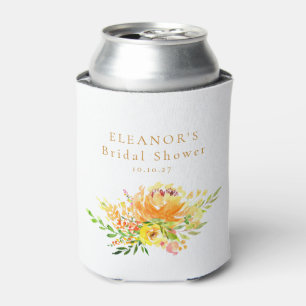Rafraîchisseur Pour Canette Douce Fête de Mariage Fleurs Aquarelle Jaune Perso