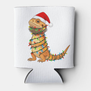 Rafraîchisseur Pour Canette Dragon barbu de Noël Pogona Vitticeps Santa