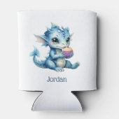 Rafraîchisseur Pour Canette Dragon Bébé Bleu Mange un Cupcake (Dos)