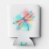 Rafraîchisseur Pour Canette Dragonfly rouge sur l'arrière - plan aquarelle (Dos)