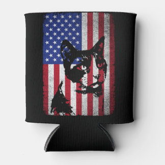 Rafraîchisseur Pour Canette Drapeau américain 4 juillet Amoureux des chats pat
