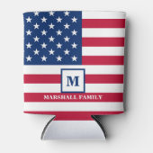 Rafraîchisseur Pour Canette Drapeau américain Customisé Monogramme 4 juillet (Devant)