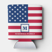 Rafraîchisseur Pour Canette Drapeau américain Customisé Monogramme 4 juillet (Dos)