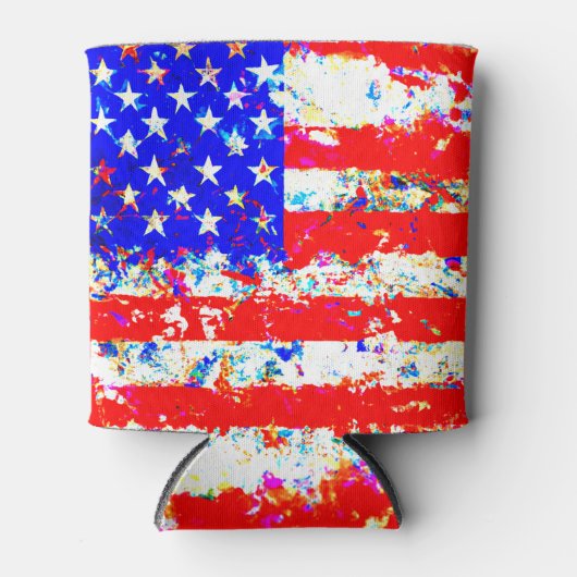 Rafraîchisseur Pour Canette Drapeau américain Grunge (Devant)