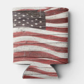 Rafraîchisseur Pour Canette Drapeau américain peint sur le bois rustique (Dos)