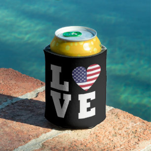 Rafraîchisseur Pour Canette Drapeau de coeur LO VE empilé Bière du 4 juillet