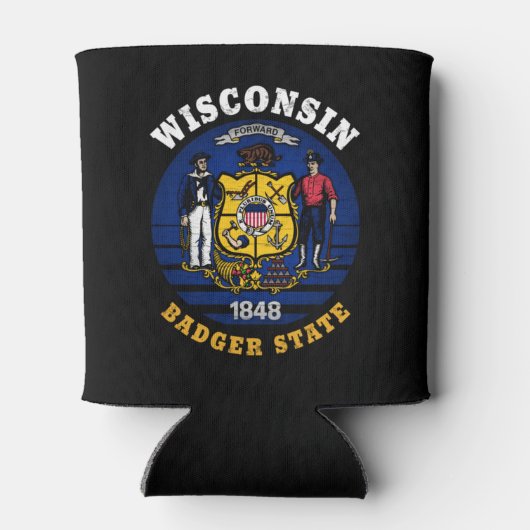 RAFRAÎCHISSEUR POUR CANETTE DRAPEAU D'ÉTAT WISCONSIN BADGER (Dos)