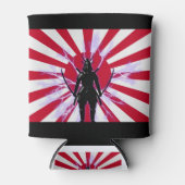 Rafraîchisseur Pour Canette Drapeau japonais et Soleil Levant Samurai Guerrier (Devant)