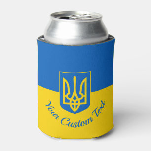 Rafraîchisseur Pour Canette Drapeau ukrainien avec armoiries et texte personna