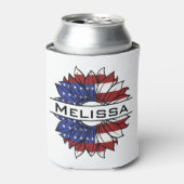 Rafraîchisseur Pour Canette Drapeau US Tournesol Avec Nom (Can devant)