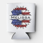 Rafraîchisseur Pour Canette Drapeau US Tournesol Avec Nom (Devant)