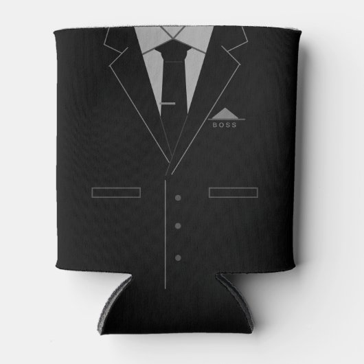 Rafraîchisseur Pour Canette Drôle Business Can Cooler Boss Cadeau Black Costum (Devant)