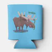 Rafraîchisseur Pour Canette Drôle dessin animé d'orignal heureux (Dos)