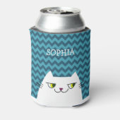 Rafraîchisseur Pour Canette Drôle Drôle Cartoon Blanc Chat Doodle, Chevron Ble (Can Dos)