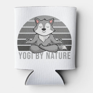 Rafraîchisseur Pour Canette Drôle loup mignon faisant du yoga. drôles de yoga