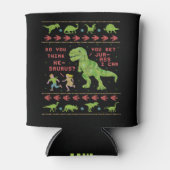Rafraîchisseur Pour Canette Drôle Noël T Rex Dinosaur Pun Humour Faux Knit (Devant)