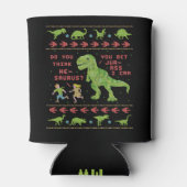 Rafraîchisseur Pour Canette Drôle Noël T Rex Dinosaur Pun Humour Faux Knit (Dos)