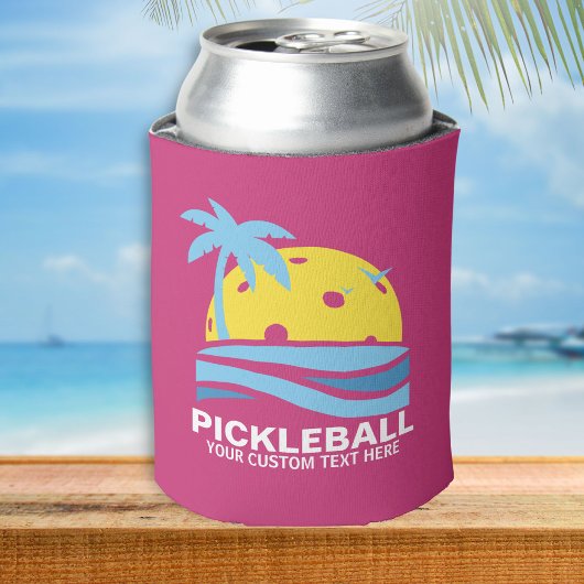 Rafraîchisseur Pour Canette Drôle Pickleball Palm Tree Sun Texte Personnalisé