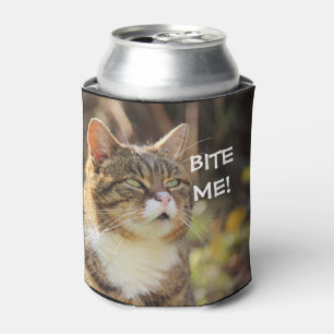 Rafraîchisseur Pour Canette Drôle Sassy Chat avec Attitude Bite Me