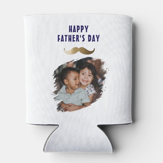 Rafraîchisseur Pour Canette Drôle simple Moustache Happy Fête des pères Photo (Dos)