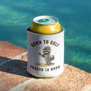 Rafraîchisseur Pour Canette drôles de raton laveur golf, né au golf, forcé au