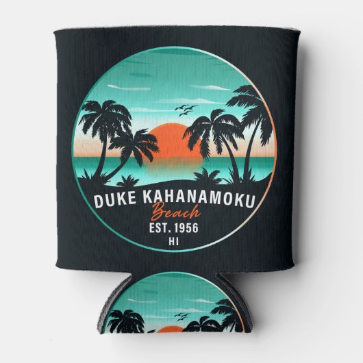 Rafraîchisseur Pour Canette Duke Kahanamoku Beach Hawaii Retro Sunset Souvenir (Devant)
